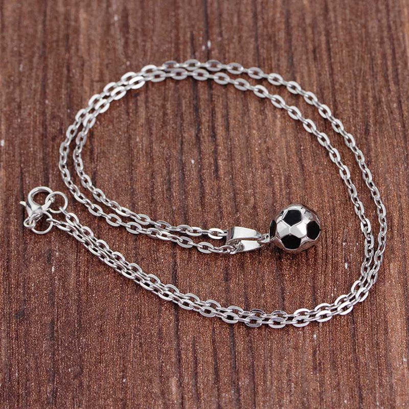 Trendy Football Link Chain Soccer Charm Necklace Pendant Gold Color Sport Ball Jewelry Men Boy Children Gift Pendant Necklace