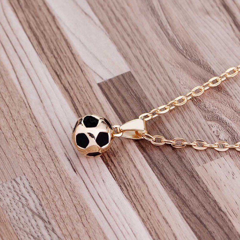 Trendy Football Link Chain Soccer Charm Necklace Pendant Gold Color Sport Ball Jewelry Men Boy Children Gift Pendant Necklace