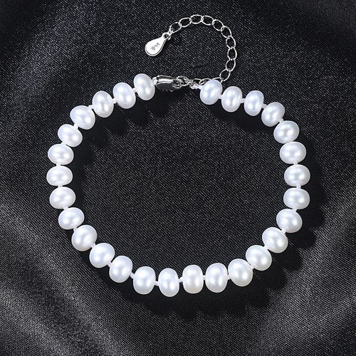 Trendy 100% Natural Pearl Bracelets & Bangles Three Color Wedding Jewelry For Women 925 Sterling Silver(lam hub fong)