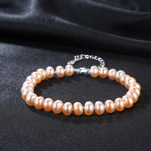 Trendy 100% Natural Pearl Bracelets & Bangles Three Color Wedding Jewelry For Women 925 Sterling Silver(lam hub fong)
