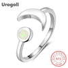 Trendy Genuine 925 Sterling Silver Fine Jewelry Moon Shaped Opal Rings For Women Luxury Engagement Wedding Gifts