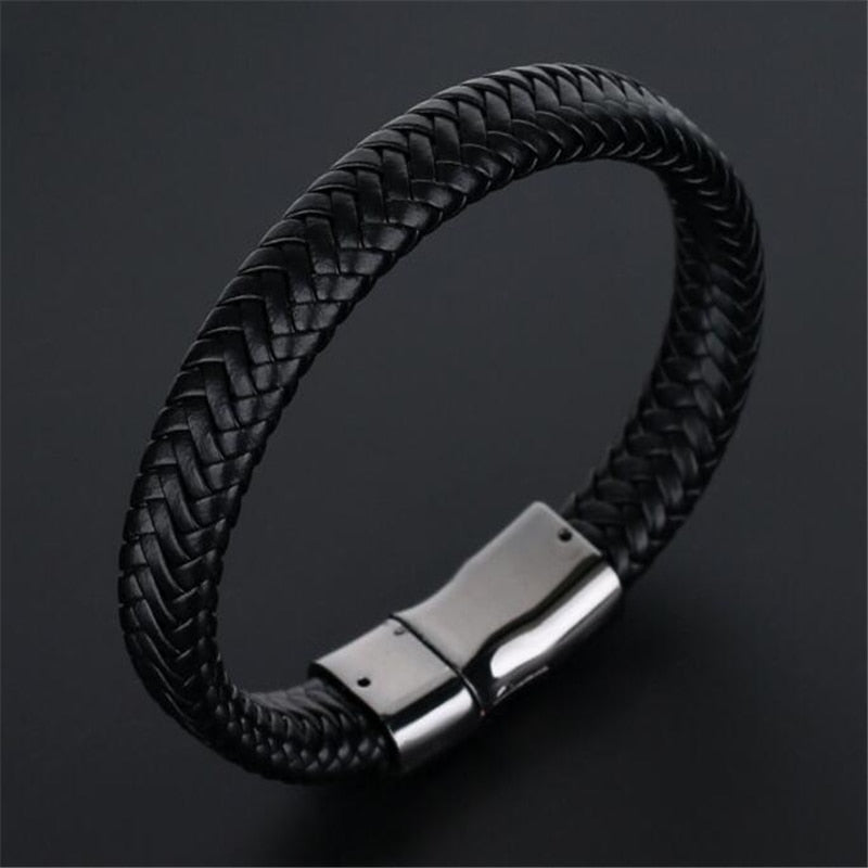 Trendy Genuine Leather Bracelets Men Stainless Steel Multilayer Braided Rope Bracelets for Male Female Bracelets Jewelry