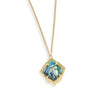 Trendy Geometric Rhombus Colorful Shell Pendant Necklace Gold Plated Long Chain for Women Party Jewelry