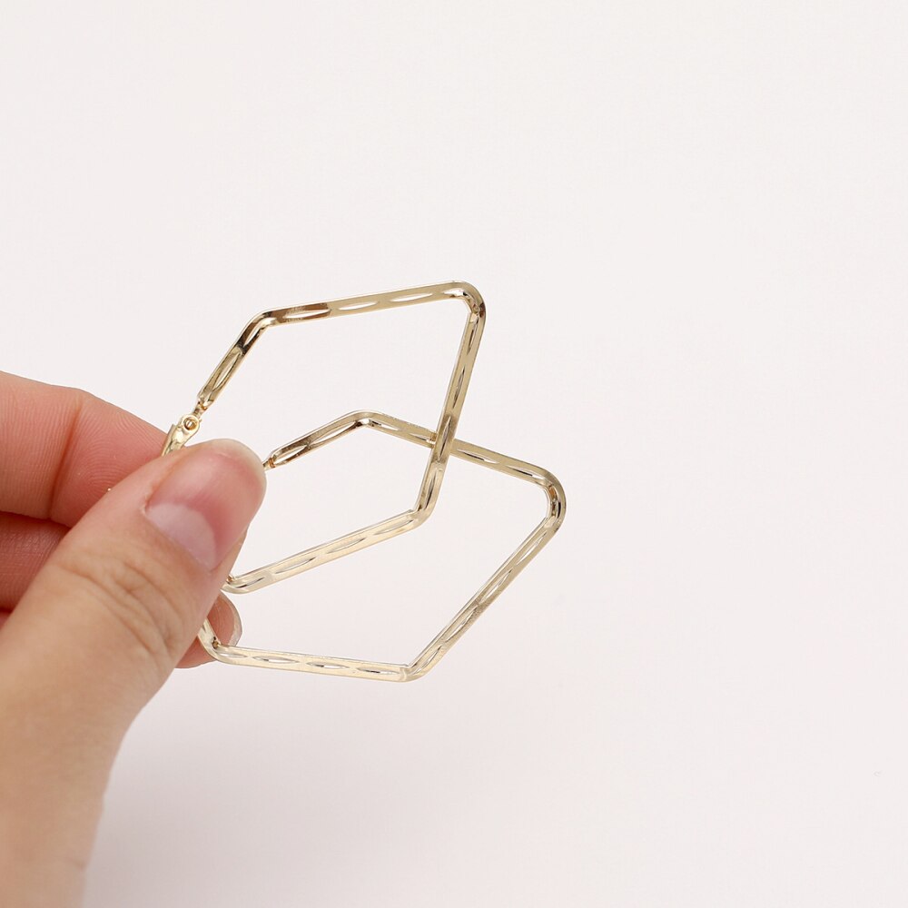 Trendy Gold Color Geometry Hoop Earrings For Woman Party Wedding Gifts Female Accessory Jewelry Korean design 2022