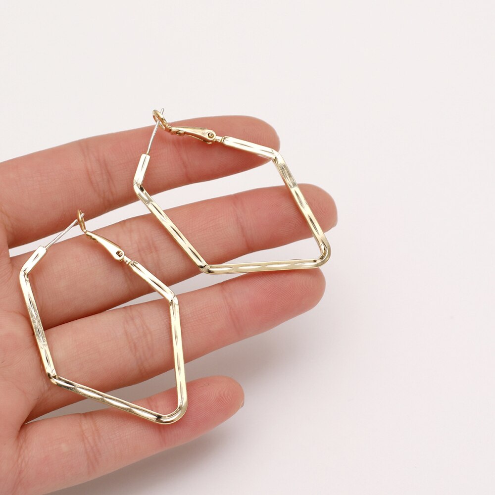 Trendy Gold Color Geometry Hoop Earrings For Woman Party Wedding Gifts Female Accessory Jewelry Korean design 2022