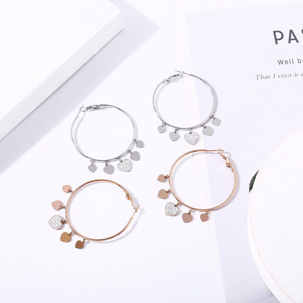 Trendy Gold Color Heart Pendant Geometry Hoop Earrings For Woman Party Gifts Round Charm Accessory Jewelry Korean  2022