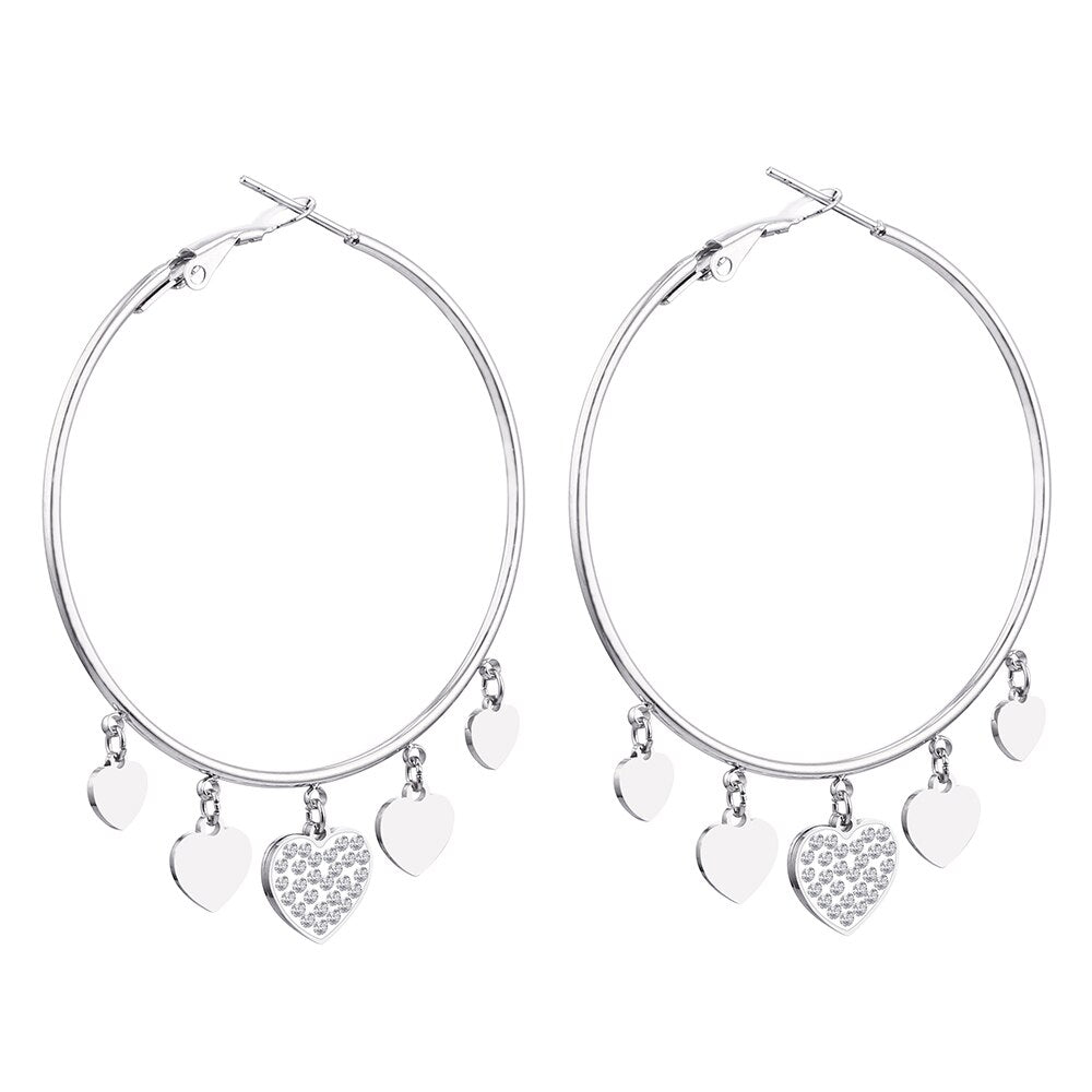 Trendy Gold Color Heart Pendant Geometry Hoop Earrings For Woman Party Gifts Round Charm Accessory Jewelry Korean  2022