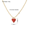 Trendy Gold Color Plating Black Red Enamel Stripe Heart Pendant Necklace For Women Girl Elegant Gorgeous Jewelry Accessory