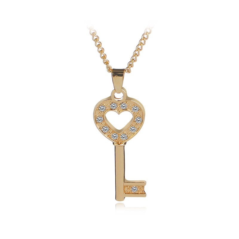 Trendy Gold and Sliver Link Chain with Key Pendant Necklaces for Young Men and Women Wedding Jewelry