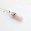 Trendy Hexagon Column Quartz Necklace Pendant Natural Stone Bullet Pink Crystal Pendant Necklace Jewelry Valentines