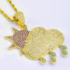 Trendy Hip Hop Cloud Sun Iced Out Pendant Bling Necklace PCCN0352 Rapper Jewelry Cubic Zirconia Gold Sliver