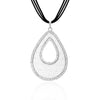 Trendy Hollow Flower Water drop Pendants Necklace For Women Silvery/Rose Gold Multi-layer Black Leather Chain Necklace Jewelry