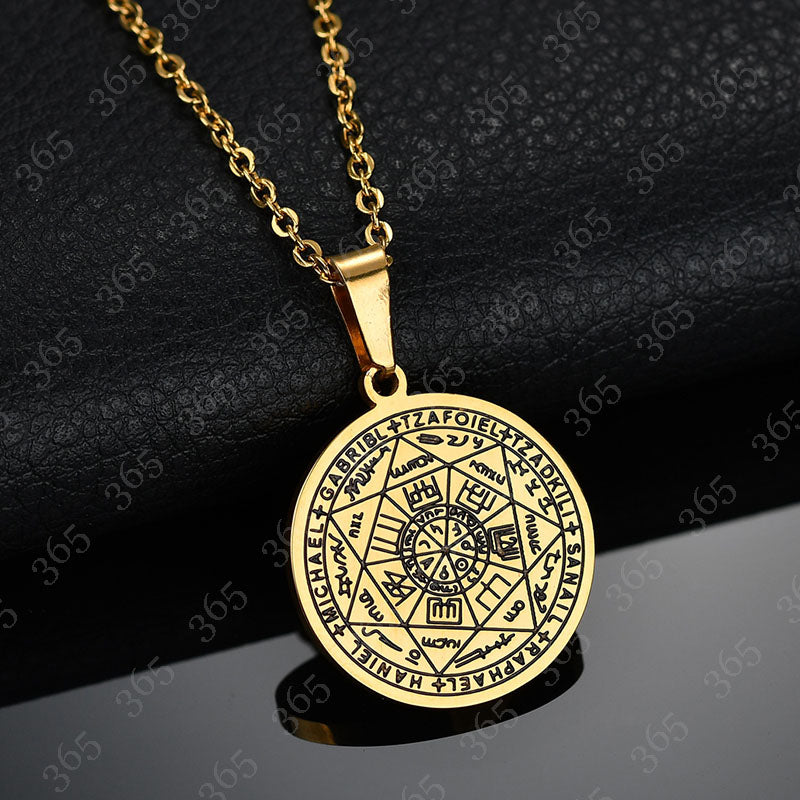 Tre Infinity Stainless Steel Heptagram Necklace Gold Simple Chain Round Pendant Necklace For Men Drop Shipping