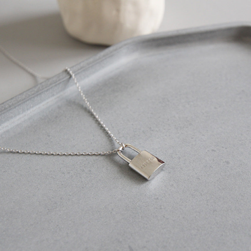 Trendy Jewelry 925 Silver Lock Pendant Necklaces Romantic Birthd Party Gifts