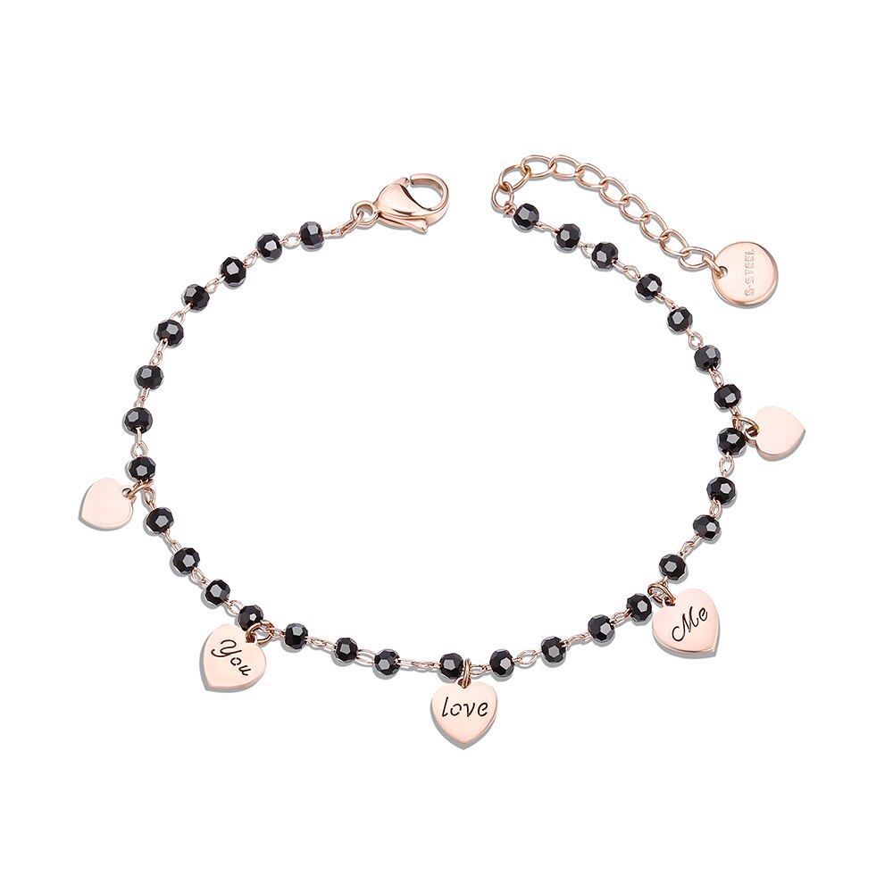 Trendy LOVE Heart Charms Bracelet Vintage Simple Silvery Heart Tasssel Beaded Bracelets for Couple Girls Elegant Jewelery Gifts