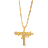 Trendy Men’s Jewelry Hip Hop Necklace Rhinestone Uzi Gun Pendant Necklace Long Cuban Chain Men’s and Women’s Bar Jewelry Jewelry