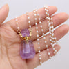 Trendy Natural Gold Color Pearl Chains Necklace Amethysts Perfume Bottle Necklace Jewelry for Female Reiki Heal Gifts