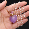 Trendy Natural Gold Color Pearl Chains Necklace Amethysts Perfume Bottle Necklace Jewelry for Female Reiki Heal Gifts