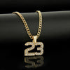 Trendy Necklace Rhinestone Hip Hop Basketball Legend No. 23 Necklaces & Pandents Bling Gold Cuban Chain Necklace Jewelry For Man
