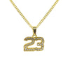 Trendy Necklace Rhinestone Hip Hop Basketball Legend No. 23 Necklaces & Pandents Bling Gold Cuban Chain Necklace Jewelry For Man