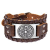 Trendy Nordic Lucky Compass Axe Bracelet Genuine Leather Woven Viking Men's Bracelet Totem Design Accessories Party Jewelry