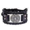 Trendy Nordic Lucky Compass Axe Bracelet Genuine Leather Woven Viking Men's Bracelet Totem Design Accessories Party Jewelry