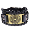 Trendy Nordic Lucky Compass Axe Bracelet Genuine Leather Woven Viking Men's Bracelet Totem Design Accessories Party Jewelry