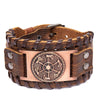 Trendy Nordic Lucky Compass Axe Bracelet Genuine Leather Woven Viking Men's Bracelet Totem Design Accessories Party Jewelry