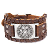 Trendy Nordic Totem Design Irish Cross Bracelet Leather Braided Men's Bracelet Viking Rune Accessories Party Jewelry