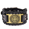 Trendy Nordic Totem Design Irish Cross Bracelet Leather Braided Men's Bracelet Viking Rune Accessories Party Jewelry