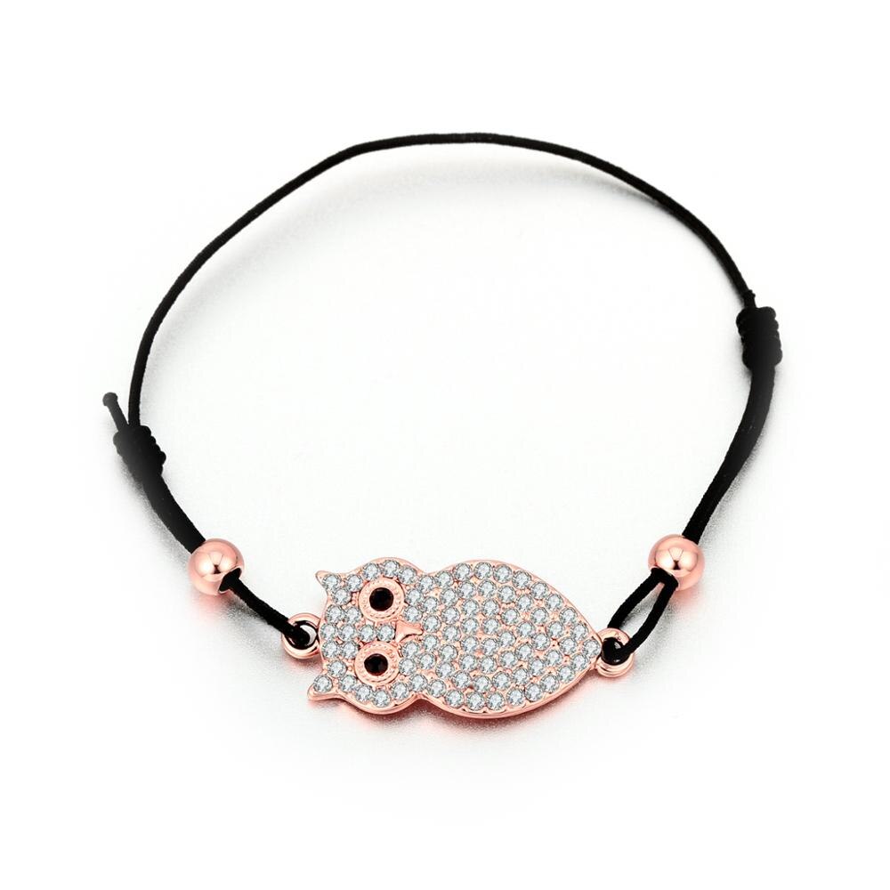 Trendy Owl Bracelet Gold Silver Color Crystal Pendant Adjustable Elastic Rope Chain Bracelets For Woman Jewelry Gift New