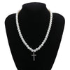 Trendy Pearl Choker Women 2021 Trendy Aesthetic Simulated Pearl Beaded Chain Cross Pendant Neckalces Jewelry Accessories
