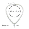 Trendy Pearl Choker Women 2021 Trendy Aesthetic Simulated Pearl Beaded Chain Cross Pendant Neckalces Jewelry Accessories