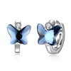 Trendy Pink/Blue Crystal Butterfly Insect 925 Sterling Silver Champagne Gold Stud Earrings for Women Fine Jewelry