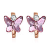 Trendy Pink/Blue Crystal Butterfly Insect 925 Sterling Silver Champagne Gold Stud Earrings for Women Fine Jewelry
