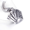 Trendy Playing Card Shape Pendant Necklace Men's Necklace Metal Sliding Pendant Punk Necklace Accessories Party Jewelry
