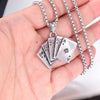 Trendy Playing Card Shape Pendant Necklace Men's Necklace Metal Sliding Pendant Punk Necklace Accessories Party Jewelry