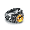 Trendy Retro Yellow Eye Ring Glamour Men's Ring Hip Hop Punk Jewelry Accessories Size 7-12  Dropship