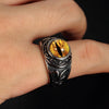 Trendy Retro Yellow Eye Ring Glamour Men's Ring Hip Hop Punk Jewelry Accessories Size 7-12  Dropship