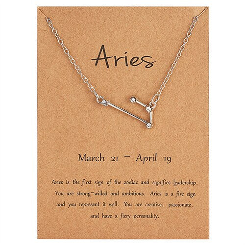 Trendy Shiny Crystal Star Zodiac Sign 12 Constellation Pendent Necklaces Female Elegant Silver Color Choker Necklaces Jewelry