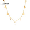 Trendy Shiny Gold Color Sequins Coin Tassel Pendant Women Choker Necklace Ladies Short Chain Collares Necklace Jewelry Gift