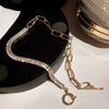 Trendy Shiny Zircon Stitching Geometric Choker Necklace Womens Thick Chain Necklace Temperament Punk Exaggerated Jewelry