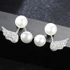 Trendy Silver 925 Jewelry Double Natural Pearls Earrings Angle Wing Stud Earrings For Women Party Box Free As Gift