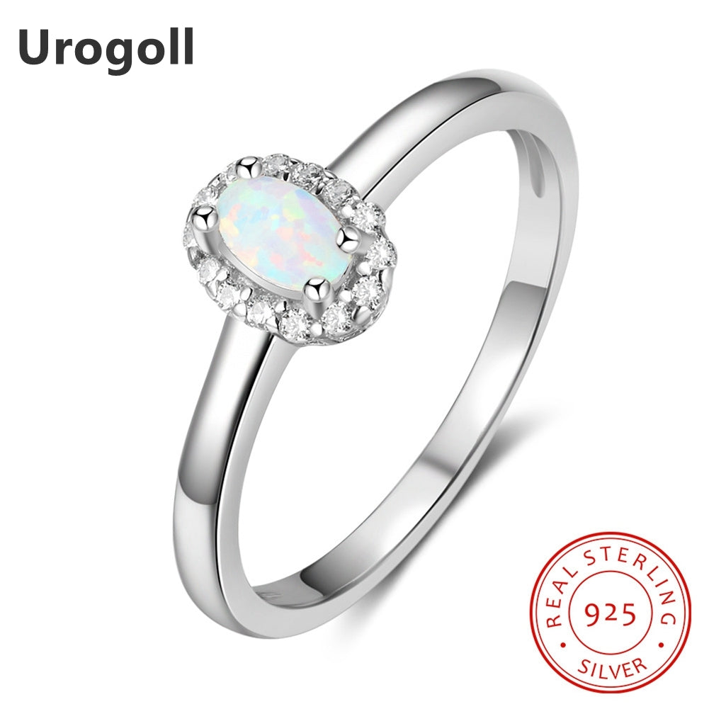 Trendy Silver 925 Jewelry Rings For Women Engagement Wedding Ring AAA Zirconia & Opal Ring Fine Jewelry