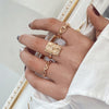 Trendy Silver Color Hip Pop Rings For Women Men Punk Cool Multi-layer Adjustable Open Finger Rings Set Party Gift Jewelry