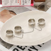 Trendy Silver Color Hip Pop Rings For Women Men Punk Cool Multi-layer Adjustable Open Finger Rings Set Party Gift Jewelry