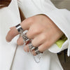 Trendy Silver Color Hip Pop Rings For Women Men Punk Cool Multi-layer Adjustable Open Finger Rings Set Party Gift Jewelry