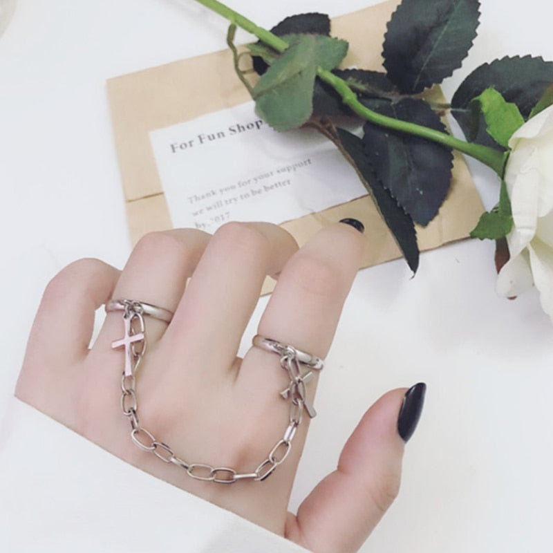 Trendy Silver Color Hip Pop Rings For Women Men Punk Cool Multi-layer Adjustable Open Finger Rings Set Party Gift Jewelry
