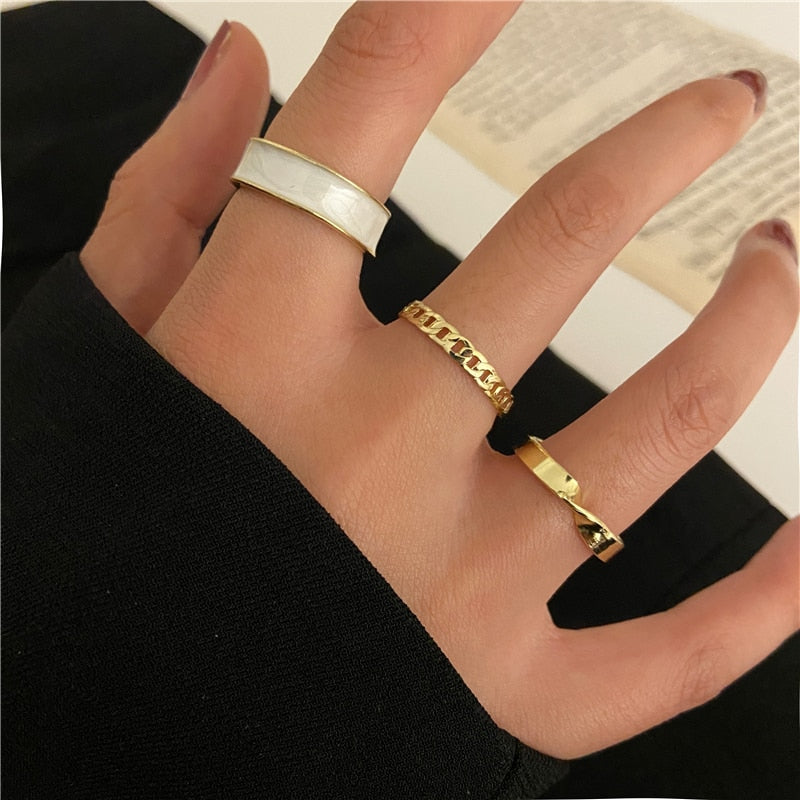 Trendy Silver Color Hip Pop Rings For Women Men Punk Cool Multi-layer Adjustable Open Finger Rings Set Party Gift Jewelry