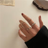 Trendy Silver Color Hip Pop Rings For Women Men Punk Cool Multi-layer Adjustable Open Finger Rings Set Party Gift Jewelry